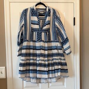 Elan Blue and White Striped Mini Dress